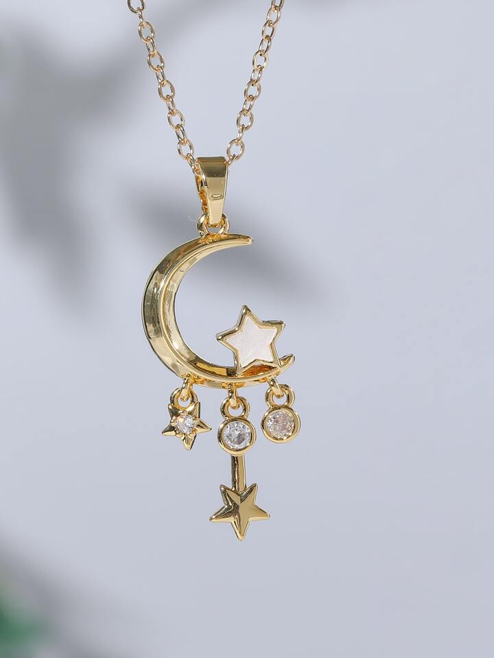 Necklace with a moon and star pendant (Stainless Steel)