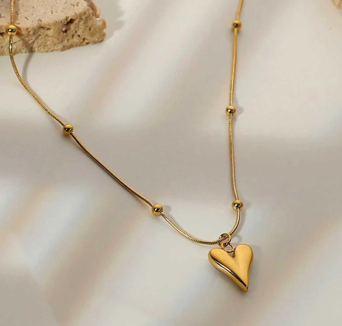 Golden Heart Pendent In Stainless Steel