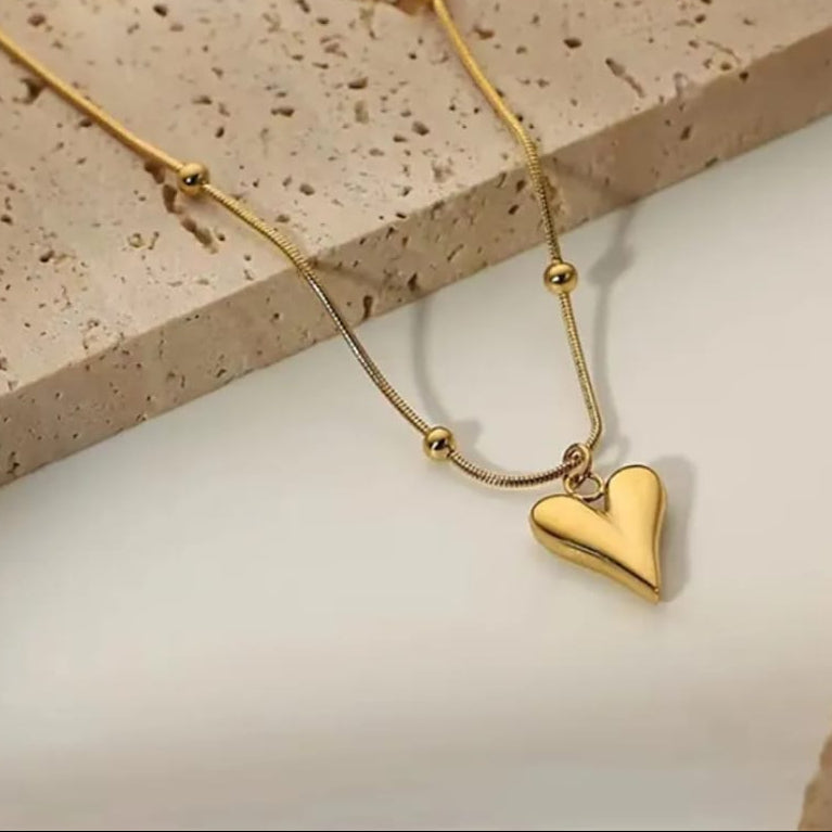 Golden Heart Pendent In Stainless Steel