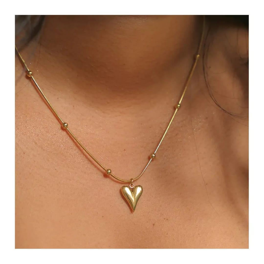 Golden Heart Pendent In Stainless Steel