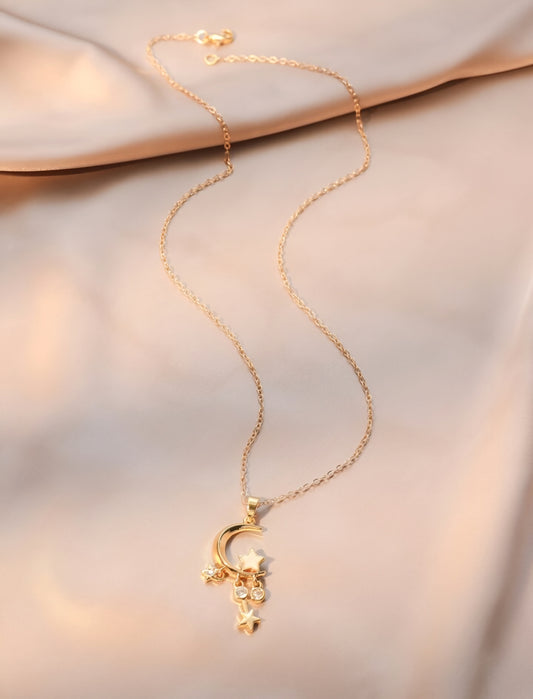 Necklace with a moon and star pendant (Stainless Steel)