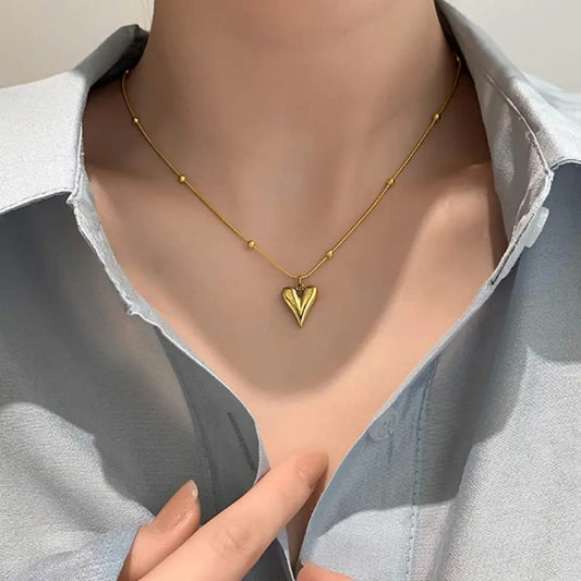 Golden Heart Pendent In Stainless Steel